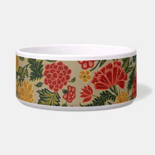 Écuelle Motif floral au point de crewel rouge et or vintag