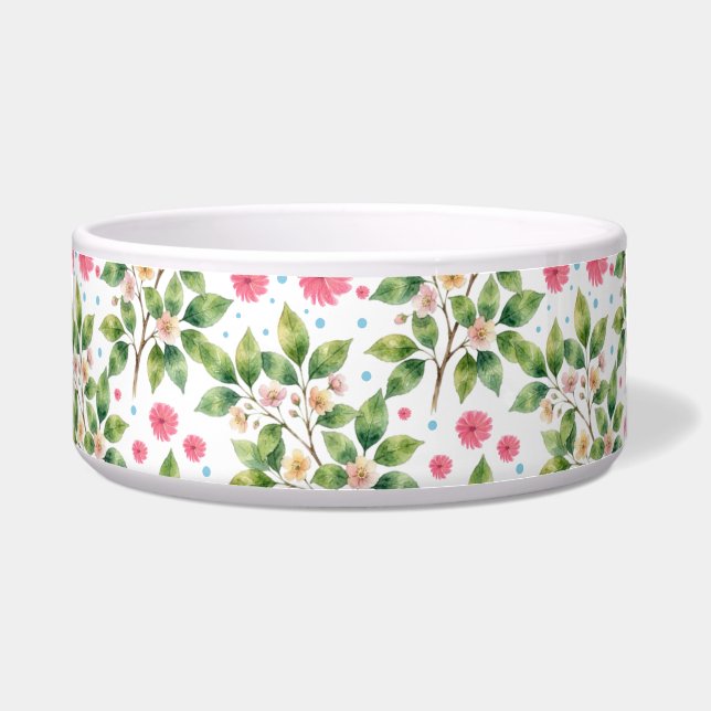 Écuelle Motif floral de branche de fleur à l'aquarelle (Devant)