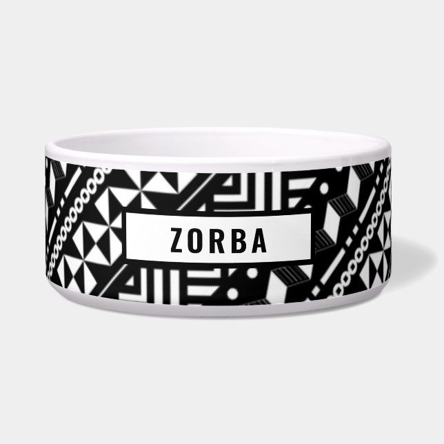 Écuelle Motif géométrique noir et blanc Élégantes bandes (Devant)