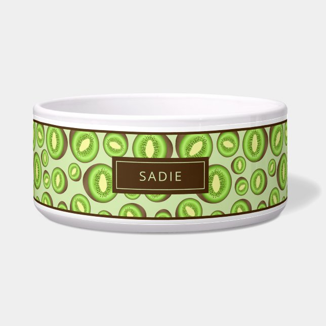 Écuelle Motif Kiwifruit Vert Et Brown Avec Nom Personnalis (Devant)