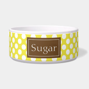 Écuelle Motif Pois Brown Et Jaune Avec Nom