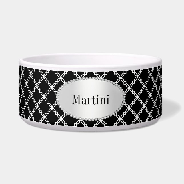 Écuelle Motif Quatrefoil noir et blanc (Devant)
