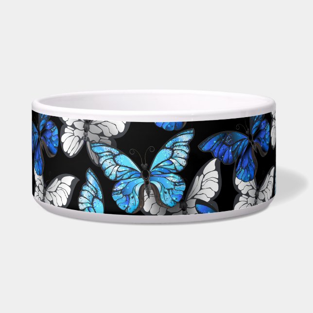 Écuelle Motif sans couleur foncée avec papillons bleus Mor (Devant)