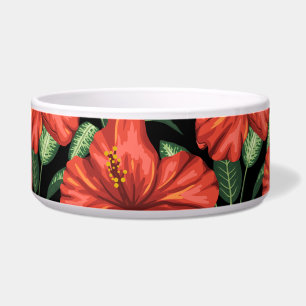 Écuelle Motif sans couture Fleurs rouges tropicales feuill