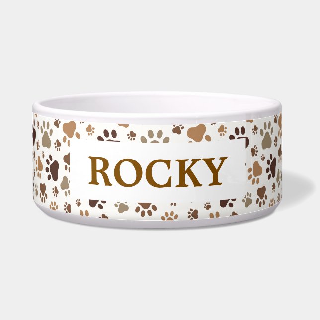 Écuelle Muddy Paw Prints - Large Personalised Pet Bowl (Devant)