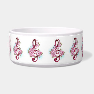 Écuelle Musical treble clef notes with sakura flowers