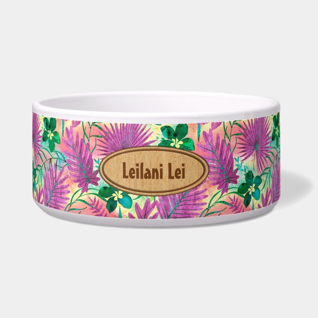 Écuelle Nalani Hawaiian Tropical Garden Monogramme Fuchsia (Devant)