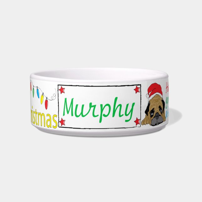 Écuelle Noël BullDoggy Pet Bowl Furry Little Xmas/Med (Devant)