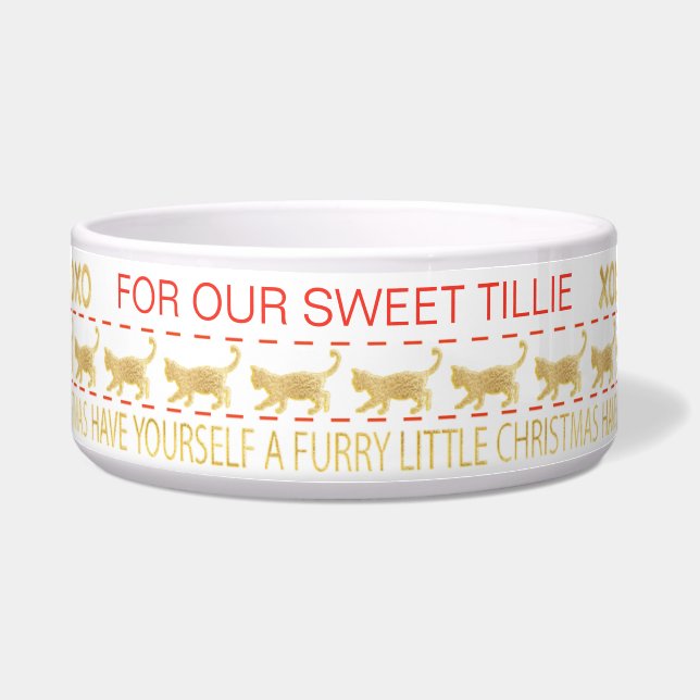 Écuelle Noël CAT Pet Bowl "GOLD/UGLY SWEATER" (Devant)