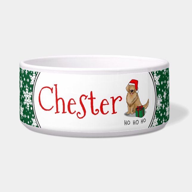Écuelle Noël Santa Claus Golden Retriever Chien mignonne (Devant)