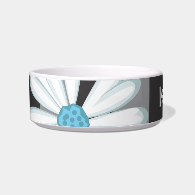 Écuelle Noir Blanc Turquoise Fleur Motif de tatouage (Gauche)