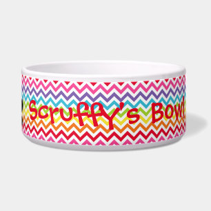 Écuelle Nom de chien personnalisable Rainbow Chevron Empre