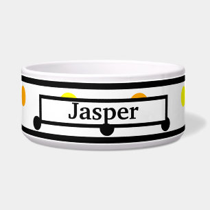Écuelle Nom de l'animal Orange Jaune Noir Pois Bowl
