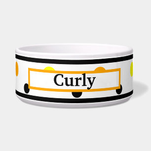 Écuelle Nom de l'animal Orange Jaune Pois Bowl