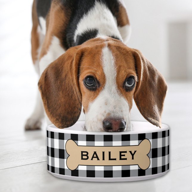 Écuelle Nom de l'os de chien plaqué de buffle noir personn (Créateur téléchargé)