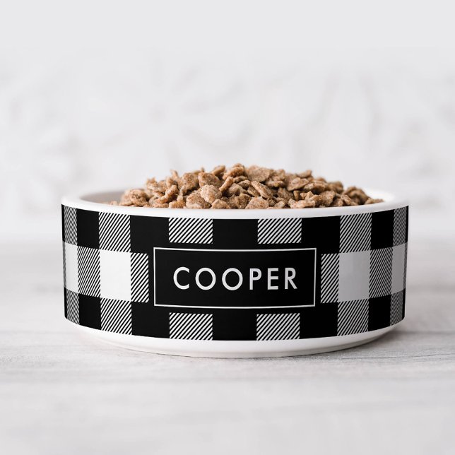 Écuelle Nom du chèque de Buffalo Noir Monogramme (Créateur téléchargé)