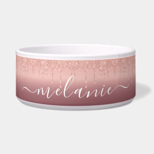 Écuelle Nom du monogramme Rose texte Parties scintillant d