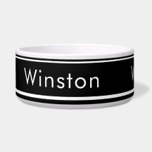 Nom personnalisé Bowl for Dogs - Black Minimalist