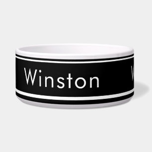 Écuelle Nom personnalisé Bowl for Dogs - Black Minimalist