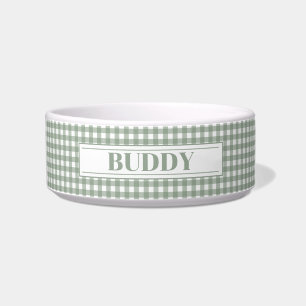Écuelle Nom personnalisé de chien vert plaid