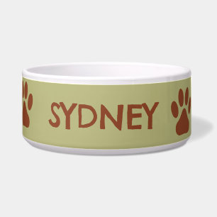 Écuelle Nom personnalisé de patte chien Brown