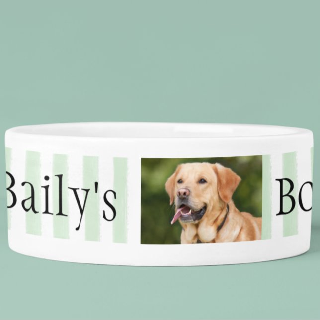 Écuelle Nom personnalisé Modèle photo Stripes Chien (Créateur téléchargé)