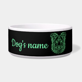 Écuelle Nom personnalisé Neon Border Collie Glow
