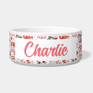 Écuelle Nom personnalisé Pet Bowl avec Décor Motif Chat