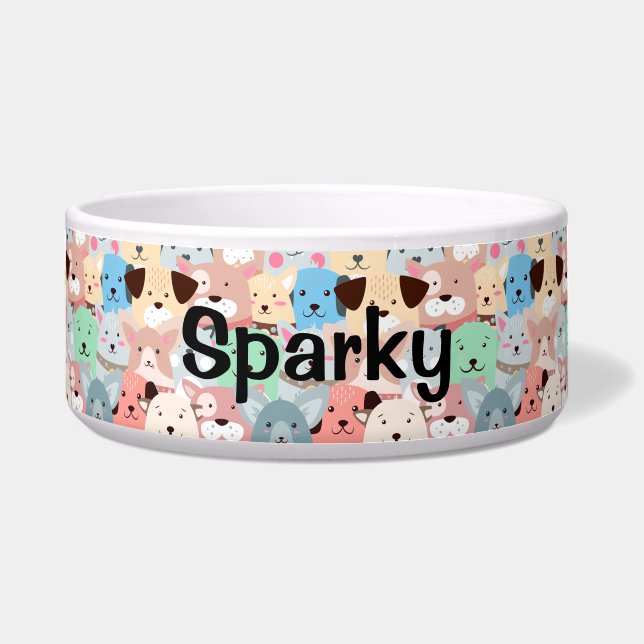 Écuelle Nombreux Chiens Colorés Céramique Pet Bowl (Devant)