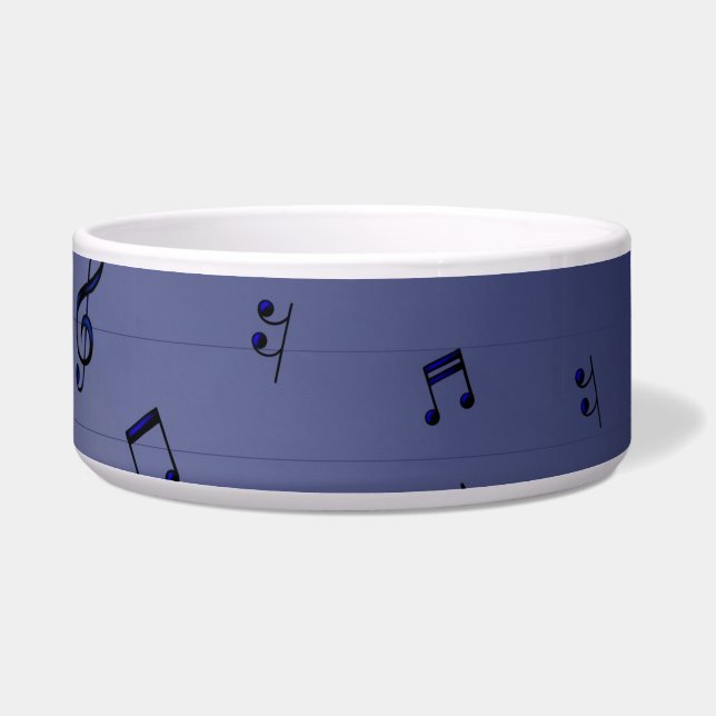Écuelle Notes musicales - Navy Ceramic Pet Bowl (Gauche)