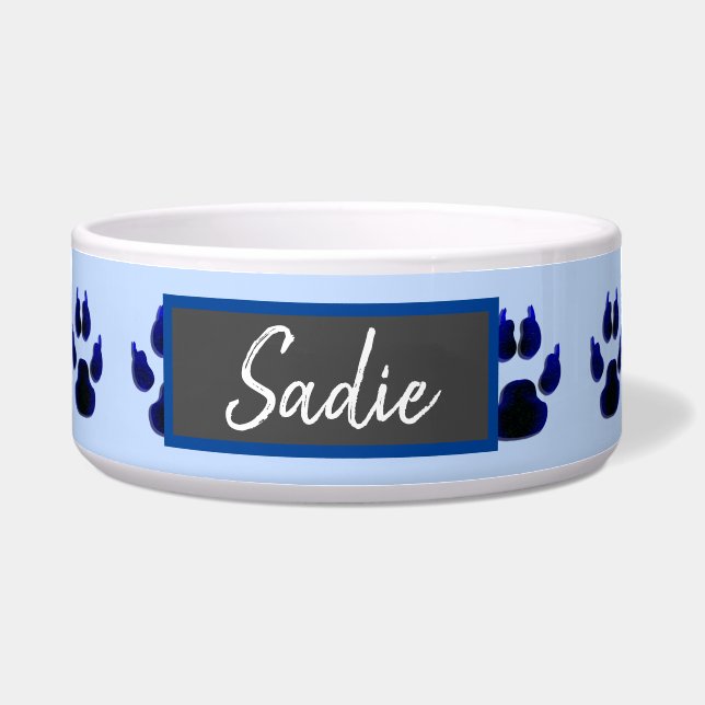 Écuelle Nourriture de chien Empreinte de patte bleu (Devant)