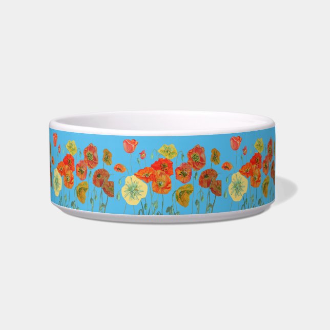 Écuelle Orange Poppy jolies fleurs Blue floral Pet Boire (Devant)