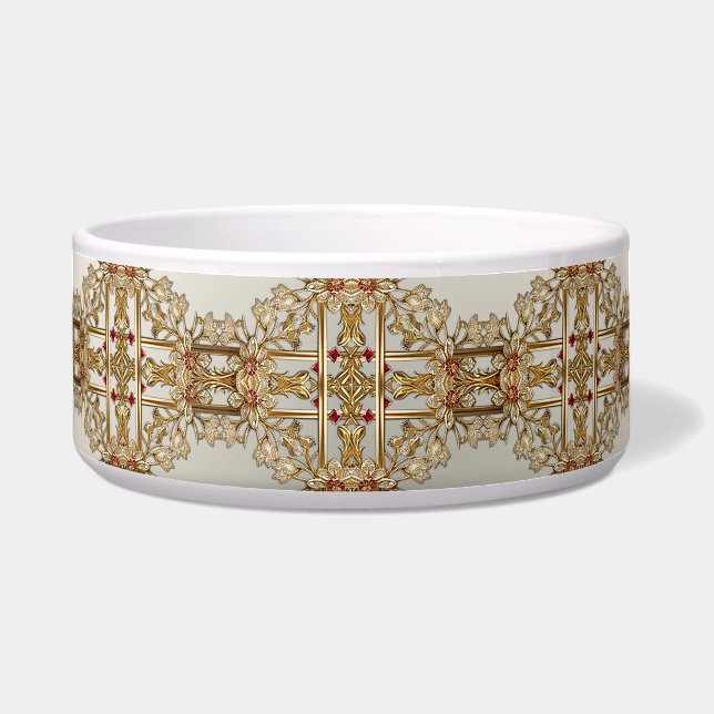 Écuelle Orné d'or en céramique fleurie poêle Bowl (Devant)