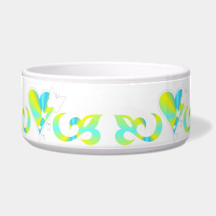 Écuelle Ornements Coeur arc-en-ciel avec papillon et Lily