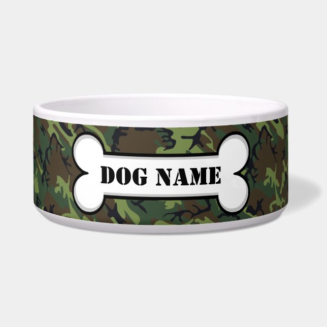 Écuelle Os de chien personnalisé de Camo (Devant)