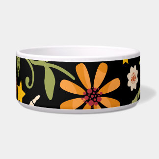 Écuelle Os d'Halloween, motif floral sans couture.