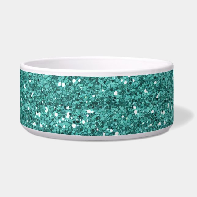 Écuelle Paillettes dorées sarcelle Élégance Chien de compa (Devant)
