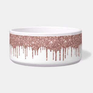 Écuelle Paillettes Rose Doré Glamour Gouttes Chic Chien de