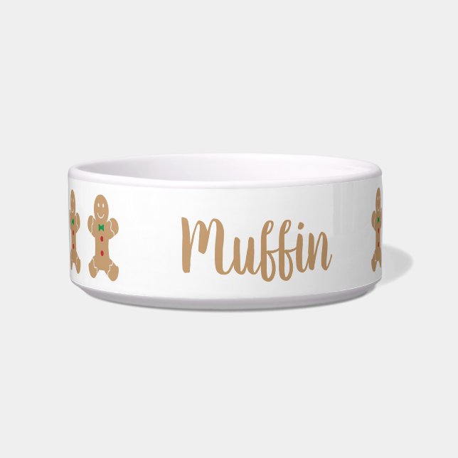 Écuelle Pain d'épices homme de nom Water Food Dog Bowl (Devant)