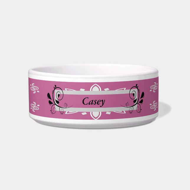 Écuelle Paisley rose mouchoir Style Personnalisé Pet Bowl (Devant)