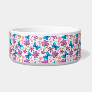 Écuelle Papillon bleu et motif floral violet