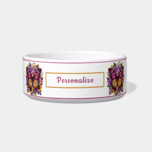 Écuelle Papillon Violet & Tournesol Floral Personnalisé