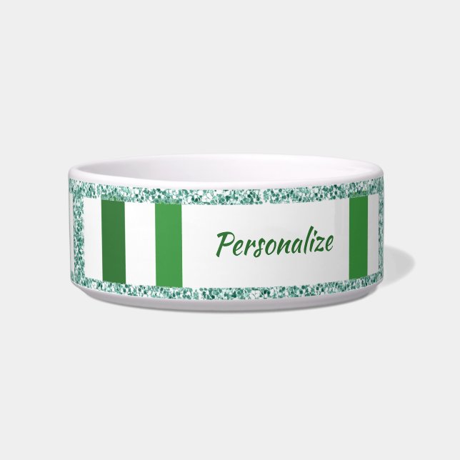 Écuelle Parties scintillant Glam Silver Green Stripe Motif (Devant)