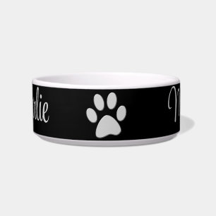 Écuelle Patte de chien argentée sur fond noir