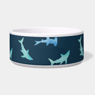 Écuelle Pattern de Watercolor Swimming Shark Silhouette