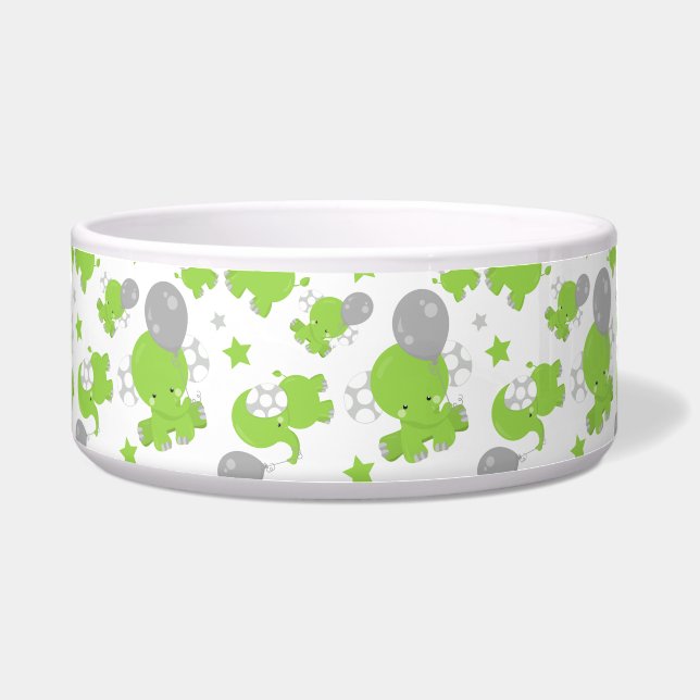 Écuelle Pattern of Green Elephants, Cute Elephants, stars (Devant)