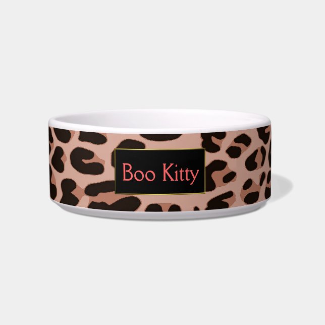 Écuelle Peach Empreinte de léopard Custom Cat Bowl (Devant)