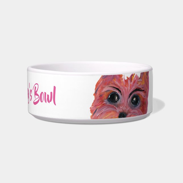 Écuelle Peinture mignonne d'art de bruit de Yorkie dans le (Devant)