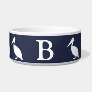 Écuelle Pélicans blancs et bleu marine Monogramme