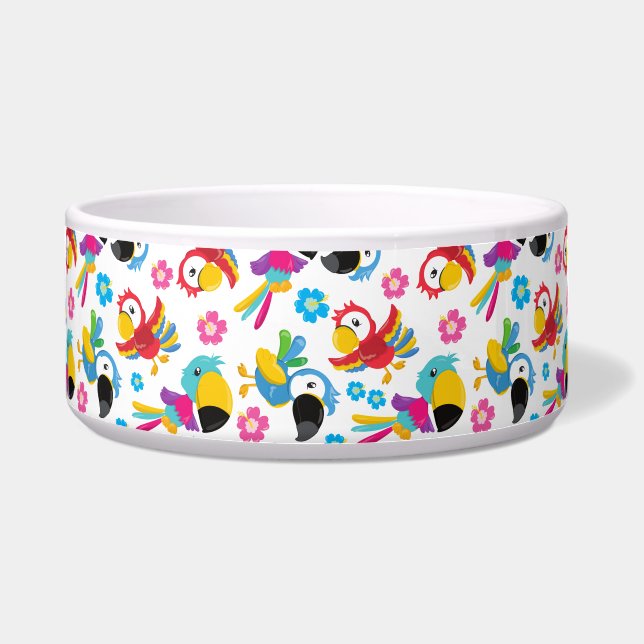 Écuelle Perroquets colorés, Perroquets tropicaux, Oiseaux, (Devant)